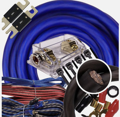 Elite 0 Gauge Amp Kit Amplifier install Wiring 0 Ga Wire 5000W to 8000W Blue PK2