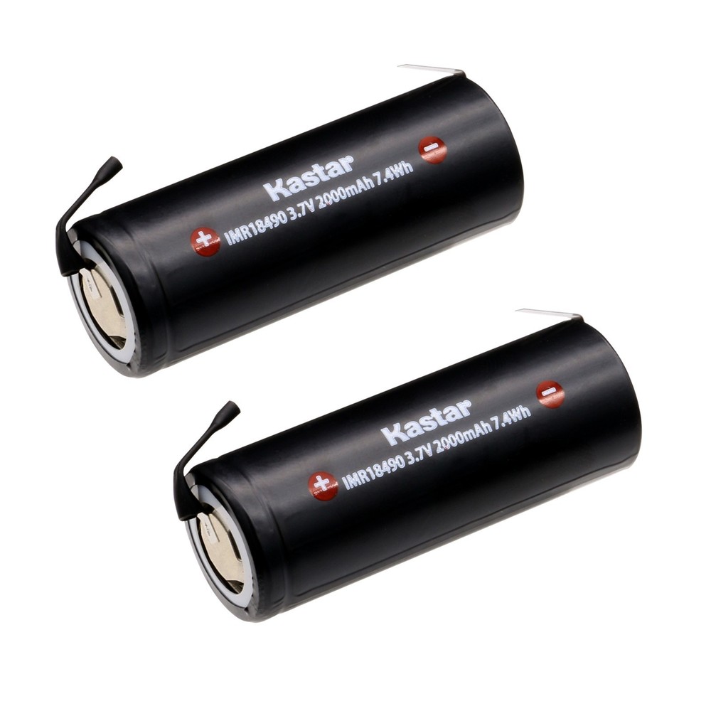 Kastar 2-Pack 18500 3.7V 2000mAh Rechargeable Batteries with Tabs