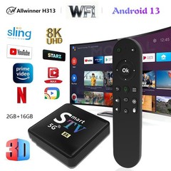 Smart Android 13 TV Box 8K Allwinner H313 2GB+16GB 5G WiFi Streaming