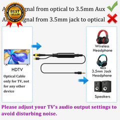 192Khz DAC Optical to 3.5Mm Converter Optical Audio Cable to AUX Adapter