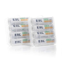 EBL AA AAA Rechargeable Batteries Double A,Triple A NiMh 2800mAh 800mAh +Box Lot