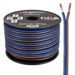 Skar Audio 12 Gauge CCA Car Audio Speaker Wire – 100 Feet (Matte Brown/Blue)