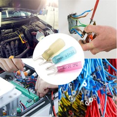 50/400PCS Heat Shrink Crimp Spade Terminal Fork Wire Connector 22-10 AWG #8 #10