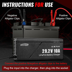 24V 10A Lifepo4 Battery Charger, 29.2V Lithium Battery Charger, Fast Charging, O