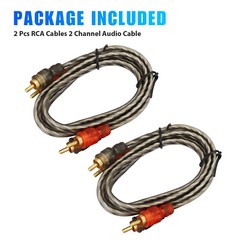 2pcs 4 Ft Rca Cables 2 Channel Shielded Twisted Interconnect Car Audio Amp Cable