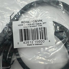 Ritz Gear 4K HIGH SPEED 2FT HDMI CABLE 2.0 Green Braided 3 Pack