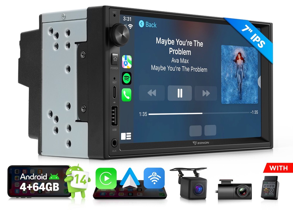 CarPlay Android Auto 14 Radio 2DIN 7″ Touchscreen GPS WiFi6 Bluetooth DSP Stereo