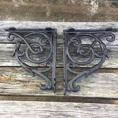 Facaler Antique Style Cast Iron Brackets Garden Braces Rustic Shelf 2 Pack