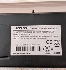 Bose Adapt iQ In-Wall Speaker II 1.0 Channel Wired White Rectangular 8 Ohm