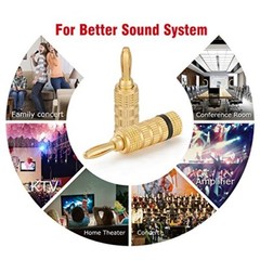 24k Gold Plated Speaker Banana Plugs-Closed Screw Type (12 Pairs (24 Plugs))