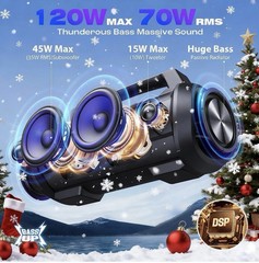 W-KING D10 Portable Speaker Bluetooth Wireless 120W Max Loudest&70W Deep Bass