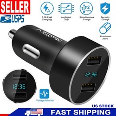 Fast Charge Alloy Dual USB Car Charger Adapter for iPhone XR XS Tablets and PCs