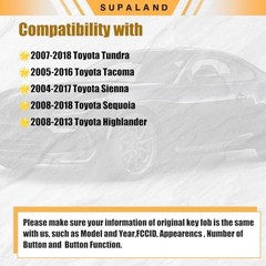 Key Fob Keyless Entry Fits for Toyota 2007-2017 Tundra /2005-2016 Tacoma /