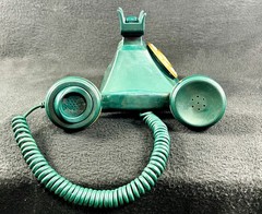 Vintage Desk Telephone Touch Tone Rotary Green Microtel Untested With Drawer