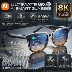 AI Smart Glasses Real-Time Translation 8MP Camera Image Recognition 4k HD Video