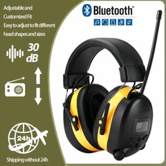 Bluetooth FM Radio Headphones with Digital Display 30Db Hearing Protection Safe