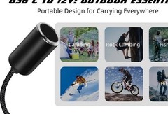 USB C Male to 12V Cigarette Lighter Socket Adapter 12V 18W Power Cable for Dash