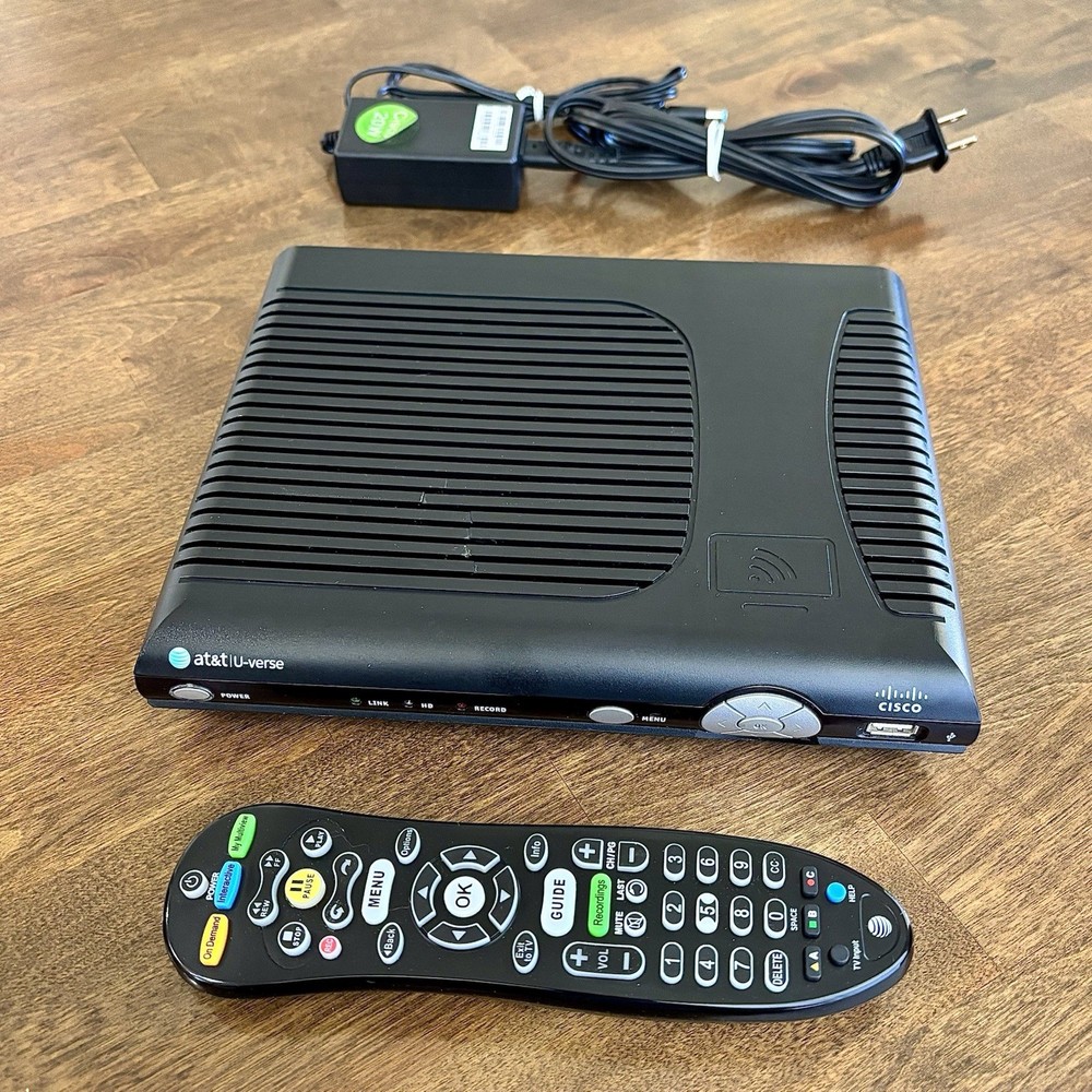 AT&T U-VERSE CISCO ISB7005 WIRED/WIRELESS TV RECEIVER WITH REMOTE & POWER CORD