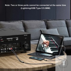 Lightning to RCA Cable Audio Aux Adapter,RCA to 3.5mm Cable，USB C to 2 RCA Audio