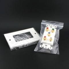 Monoprice 3731 5 RCA Coupler Type Component Wall Plate RGB + Audio 2-pack WHITE