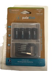 Pale Blue Earth CR-123A USB-C + Travel Lithium-Ion Rechargeable 4-Batteries Pack