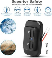 12-24V 4.8A Dual USB PD QC3.0 Car Boat RV Charger Socket LED Power Outlet lot