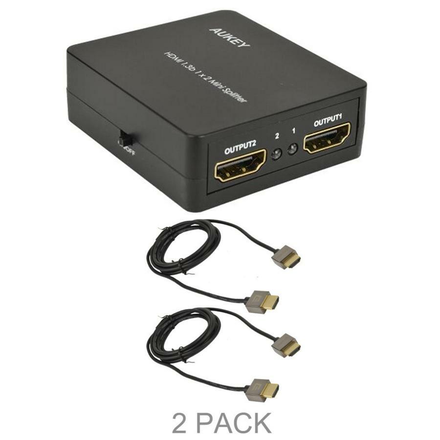 AUKEY HA-H01 1×2-Port HDMI Audio Video1.3b Mini Splitter w/3D & 1080p W 2 Cables