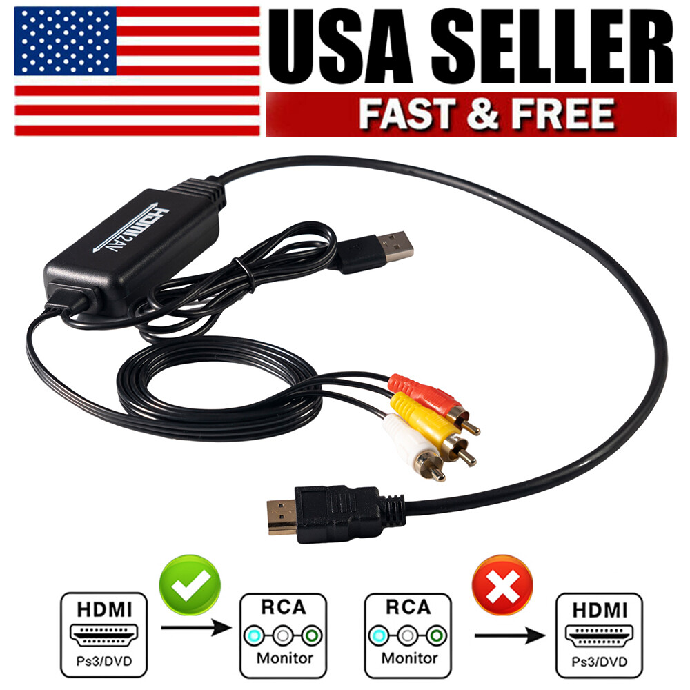HDMI To RCA AV Converter Adapter 1080P CVBs 3RCA For Video Audio TV PC DVD