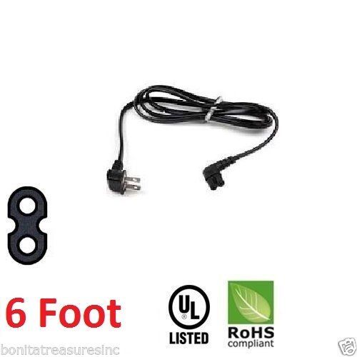 New 6 FT foot Feet angled AC power cord figure 8 2 prong For TV LED Television