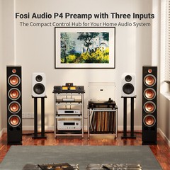 Fosi Audio P4 Mini Preamplifier 3 Inputs Gain Bass&Treble Control (Refurbished)