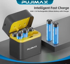 AAA Lithium Batteries 1512mWh 8-Pack Rechargeable w/Smart Charger Long Lasting