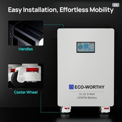 ECO-WORTHY 2Pack 14kWh 48V 280AH LiFePO4 Battery Vertical Standing Solar Backup