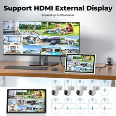 4MP 10CH Solar Powered Battery Wireless Security Camera System HDD Monitor Audio