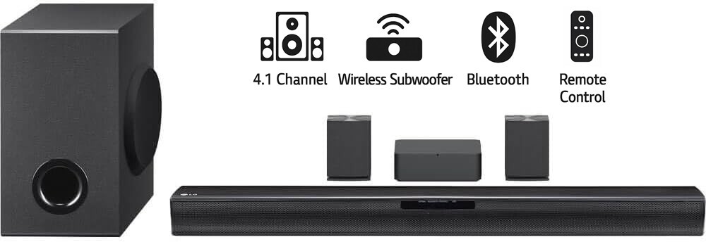 LG SQC4R 4.1ch Sound Bar System with Wireless Rear Speakers & Subwoofer *SQC4R