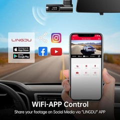 LINGDU 4K Smart Dash Cam for Car WiFi 6 GPS Camera Night Vision G-Sensor D500