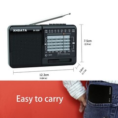 D328 Shortwave AM FM DSP Portable Small Multi Band Radio w/ Rechargeable Battery