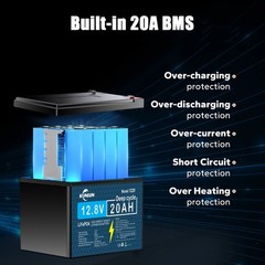1/2/3/4 Pack 12V 20Ah LiFePO4 Lithium Battery, Deep Cycle, for UPS, E-Scooter