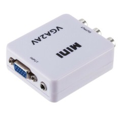 VGA to AV RCA Composite Converter Adapter Box with Audio PC to TV