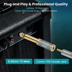 2 Pack 1/4 to 1/8 Audio Adapter Stereo Jack Converter Connector