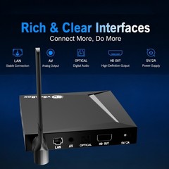 vSeeBox V6 Pro Android 14 Device with 4GB+32GB, Dual-Band WiFi, Bluetooth Remote