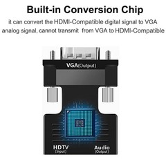 HDMI Female to VGA Male Converter with Audio Adapter for PC Laptop Xbox Monitor