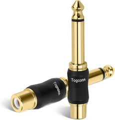 RCA to 1/4″ Adapter 2 Pack 6.35mm TS Mono Plug Gold Audio Converter