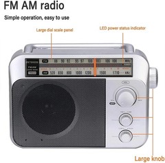 Portable Radios with Best Reception Ac or D Battery Powered Analog Radio Sliver
