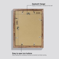 11×14 Picture Frame Set of 4, Made Glass in, Rustic Brown