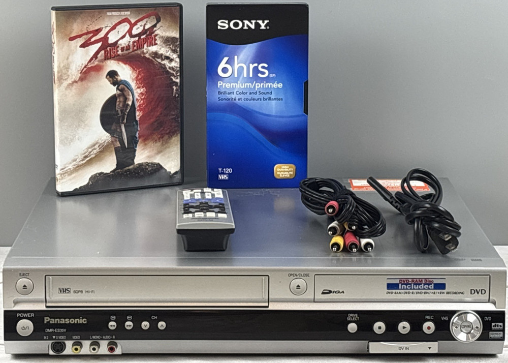Panasonic DMR-ES35V DVD/VCR Combo Recorder Remote Cables Blank VHS & DVD Works!