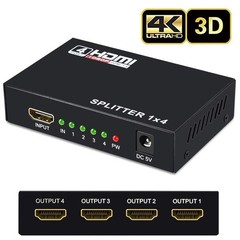 HDMI Splitter Amplifier 1 In 4 Out Duplicator Black