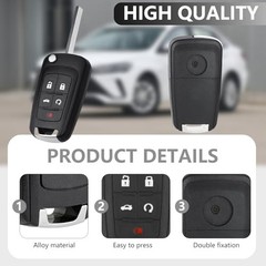 2 Pack 5 Button Key Fob Case for Chevy Cruze Equinox Impala Camaro Malibu