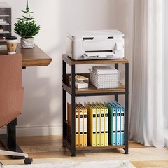 Record Player Stand 3 Tier End Table Vinyl Storage Rustic Brown