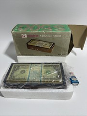 Vintage Lucite $500 1974 US One Dollar Bills Paperweight AM Radio Retro New