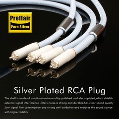 Pair Hi-Fi 5N Pure Silver Audio RCA Cable Hi-end RCA Connector Interconnect Wire